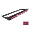 Spinta Delock DeLOCK 19" Fiber Patch Panel 24 prievadų LC Duplex violetinis, šviesolaidis, LC, Juoda, Violetinė, montavimas į stovą, 1U, 482,6 mm