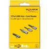 Skaitytuvas Delock DELOCK 2 prievadų USB šakotuvas su SD ir Micro SD kortelių skaitytuvu, USB Type-C jungtimi