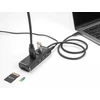 Delock 3 prievadų USB 10 Gbps šakotuvas su SD ir Micro SD kortelių skaitytuvu, USB Type-C jungtimi, 60 cm kabeliu ir vieno prievado perjungikliu (64234)