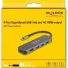 USB šakotuvas Delock 3P USB šakotuvas + 4K HDMI + USB-C + PD 85W - 64171