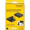 „DeLOCK“ 4K išmaniojo telefono prijungimo stotelė su integruotu laikikliu – HDMI/USB/šabukas/SD/Micro SD, skirta „Android“ arba „Windows“