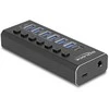 HUB USB Delock DELOCK 7 Port USB Hub mit 4 Ports 10 Gbps und 4 Schnellladeports 5 Gbps mit Schalter und Beleuchtung