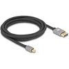 „DeLOCK Mini DisplayPort“ į „DisplayPort“ kabelis 8K 60 Hz 3 m pilkas metalas be fiksatoriaus, 3 m, „Mini DisplayPort“, „DisplayPort“, kištukas, kištukas, 7680 x 4320 pikselių