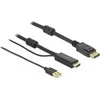 DELOCK HDMI M DisplayPort M 4K laidas 2m maitinamas USB A M juodas