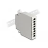 Delock Fiber Optic Distribution Box for DIN rail 8 port pilkas, Piggy-back connector, Straight, Female, Metal, 126 mm
