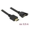 HDMI laidas su montuojamu lizdu 0,5m