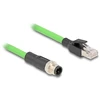 DELOCK M12 kabelis, D kodavimo 4 kontaktų kištukas į RJ45 kištuką, PUR (TPU), 5 m