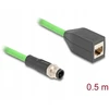 Delock M12 Kabelis D-kodowany 4 Pin Wtyk do RJ45 Lizdas PUR (TPU) 0,5 m (60571)