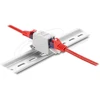 Delock RJ45 jungtis Cat.6A lizdas į lizdą su apsauga nuo dulkių montavimui ant bėgelio ekranuota juoda / balta
