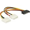 Delock Cable Power SATA 15pin > 2x 4pin Molex lizdas 20cm