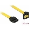 KABELIS SATA DATA III (6GB/S) F/F 20CM Z ZATRZASKAMI METALOWYMI KAMPINIS DÓŁ/PROSTO Geltonas DELOCK