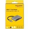 Skaitytuvas Delock DELOCK USB-C Card Reader fur SD und Micro SD Speicherkarten + USB 10 Gbps Typ-A Port und USB Type-C PD 2.0 85 W