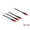 DeLOCK USB Charging Cable 3 in 1 USB Type-C to 3 x USB Type-C 30 cm juodas / red, 0.3 m, USB C, 3 x USB C, USB 2.0, Juodas, Raudona