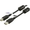 DELTACO USB 2.0 kabelis Type A - Type B , su feritais, 3m, juodas USB-230FS