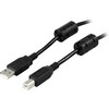 DELTACO USB 2.0 kabelis, A tipo jungtys - B tipo jungtys, 5 m, ferito šerdys, juodas / USB-250FS