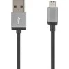 USB sinchronizavimo / įkrovimo kabelis, pintas, USB-A ma - USB Micro B ma, 2m, 2.4A, USB 2.0 DELTACO juodas / MICRO-113F