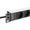 Digitus Digit 1U aliuminio maitinimo blokas, montuojamas ant stovo, 9 apsauginiai lizdai 16A, 230 V kintamoji srovė, 50/60 Hz, IEC C20 kištukas