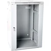 Digitus 19" 18U prie sienos montuojama tinklo spintelė 600x600, stiklinės durys, pilka, sekcijinė, surinkta, 60kg
