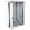 Digitus 19" 18U prie sienos montuojama tinklo spintelė 600x600, stiklinės durys, pilka, sekcijinė, surinkta, 60kg