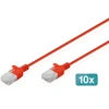 Digitus Patchcord Slim Cat.6 U/UTP LSZH 1m raudona 10 vnt. (DK-1618-010S-R-10)