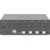 DIGITUS KVM-Switch 4 prievadų dvigubas ekranas, 4K, HDMI