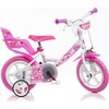 Dino bikes Dviračio vaikams 12'' baltai rožinis