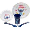 „Disney Stitch“ – 5 dalių mikrobangų krosnelei tinkamų indų rinkinys iš „Palms“ kolekcijos (lėkštė, dubuo, puodelis, šakutė, arbatinis šaukštelis)