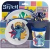 Disney Stitch - Neslystantis mikrobangų indų rinkinys 5 vnt. (lėkštė, dubuo, puodelis, šakutė, arbatinis šaukštelis)