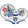 Disney Stitch - Neslystantis mikrobangų indų rinkinys 5 vnt. (lėkštė, dubuo, puodelis, šakutė, arbatinis šaukštelis)