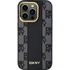 DKNY DKHMP14SPCPVSLK iPhone 14 15 13 6,1" juodos spalvos kietas dėklas Leather Checkered Mono Pattern MagSafe
