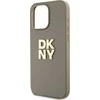 DKNY DKHCP15LPBSWSE Apple iPhone 15 Pro 6.1" smėlio spalvos kietas dėklas su riešo dirželiu ir standartiniu logotipu.