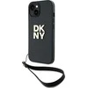 DKNY DKHCP15MPBSWSK Apple iPhone 15 Plus 6.7 colio juodos spalvos kietas dėklas su riešo dirželiu ir standartiniu logotipu