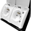 Dvigubas paviršius montuojamas lizdas su įžeminimu, su atvartu VIPLAST KOALA Baltas IP44 162-01