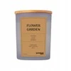 Donau Home Sojų žvakė DONAU HOME, pilkame stikle, medinis dangtelis ir dagtis, Flower Garden, 200g
