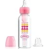 DR. BROWN'S buteliukas pereinamasis OPTIONS+ siauru kakleliu, rožinis 250ml + silikoninis snapelis, SB8191-P3