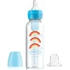 DR. BROWN'S buteliukas pereinamasis OPTIONS+ siauru kakleliu, mėlynas 250ml + silikoninis snapelis, SB8192-P3
