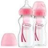 Dr Browns Dr.Browns WB92601 plataus kaklo buteliukas 270 ml PP OPTIONS PLUS 2 PACK Rožinis