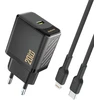Dudao A26LEU PD 20W GaN USB-C sieninis įkroviklis su USB-C–Lightning laidu - Juodas