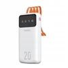 Dudao didelės talpos išorinė baterija su 4 integruotais laidais, 20000mAh, USB C tipo + micro USB + Lightning + USB-A (įvestis) - baltas (Dudao K6Pro+)