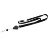Durable Textile lanyard 15 with badge reel Extra Strong, badge holder, Metal, Plastic, Textile, Juodas, 80 cm, Pack, 38.2 g (833001)