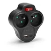 Dvigubas tinklo skirstytuvas su jungikliu + USB-A + USB-C MONTIS MT144-BK juodas
