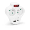 Dvigubas tinklo skirstytuvas su jungikliu + USB-A + USB-C MONTIS MT144-WH baltas