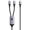 USB kabelis Techly USB-C - 2x USB-C 1,5 m juodas-pilkas (ICOC MU2C-2C100W)