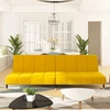 Dvivietė sofa-lova, geltonos spalvos, aksomas