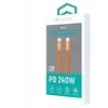 Eaton Telforceone Devia Ultra3 USB-C PD 240W metalinis austas plokščias greito įkrovimo kabelis 1,5 m oranžinis