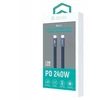 Eaton Telforceone Devia Ultra3 usb-c PD 240W Metal Woven Flat Fast Charging Cable 1,5 m mėlynas