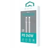 Eaton Telforceone Devia Ultra3 USB-C PD 240W metalinis austas plokščias greito įkrovimo kabelis 1,5 m baltas