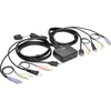 Eaton Eaton „Tripp Lite“ serijos 2 prievadų USB/HD kabelinis KVM komutatorius su garso/vaizdo, kabelių ir USB periferinių įrenginių bendrinimu - KVM/garso/USB komutatorius - 2 x KVM/garso/USB - 1 vietinis Benutzer - Stalinis