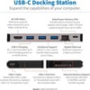 „Eaton Tripp Lite“ USB-C dokas – 4K HDMI, USB 3.2 Gen 1, USB-A šakotuvas, GbE, atminties kortelė, 100 W PD įkrovimas, nuimamas laidas