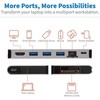 „Eaton Tripp Lite“ USB-C dokas – 4K HDMI, USB 3.2 Gen 1, USB-A šakotuvas, GbE, atminties kortelė, 100 W PD įkrovimas, nuimamas laidas